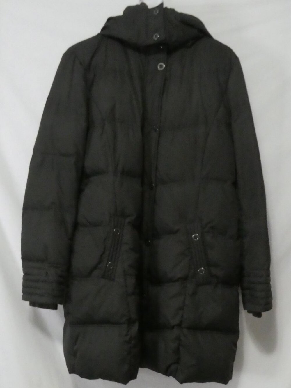 ESPRIT Quilted Long Olive Green Puffer Coat Parka Hooded Jacket Size 14